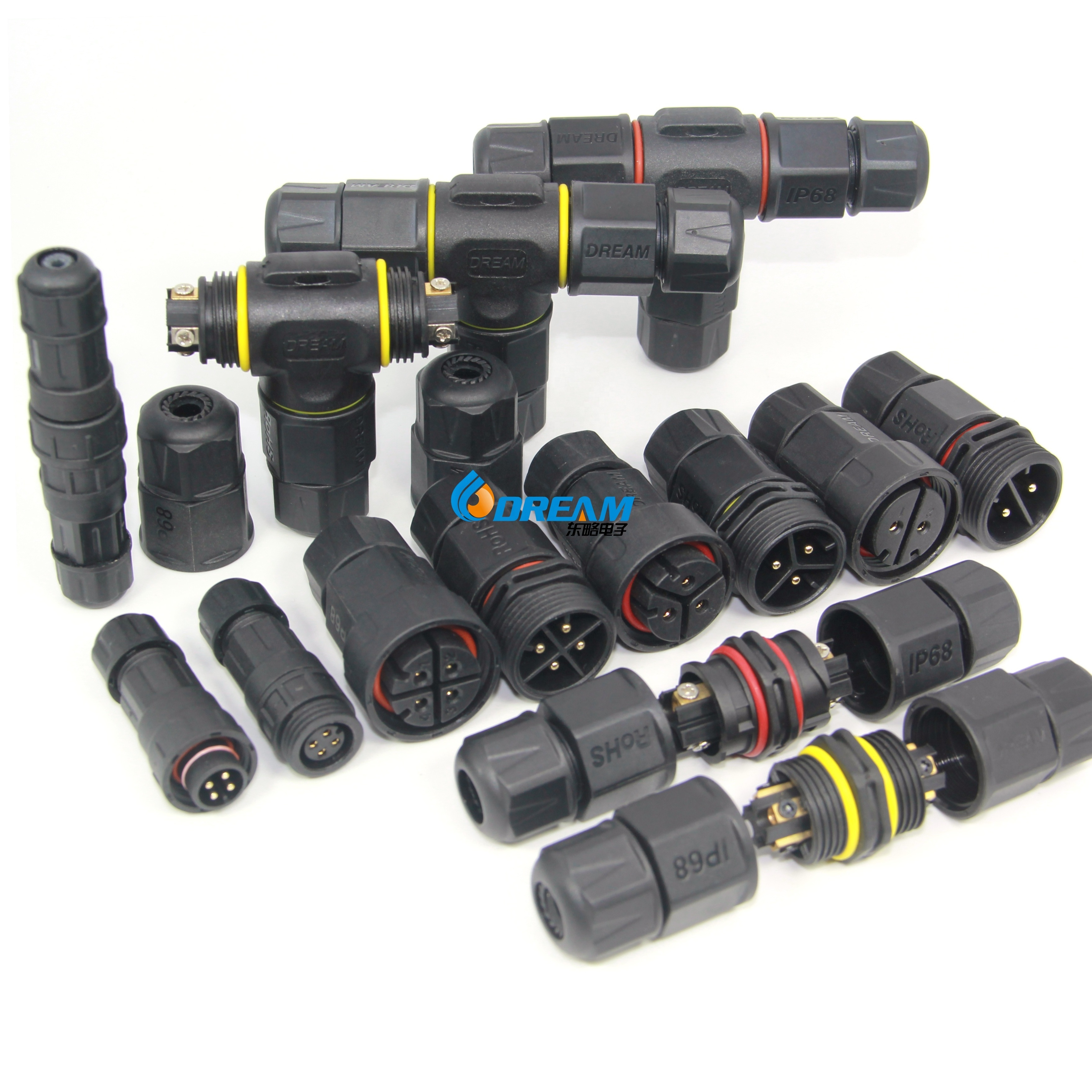 IP68 Waterproof wire connectors Deam-start 3 way male female power connector amphenol