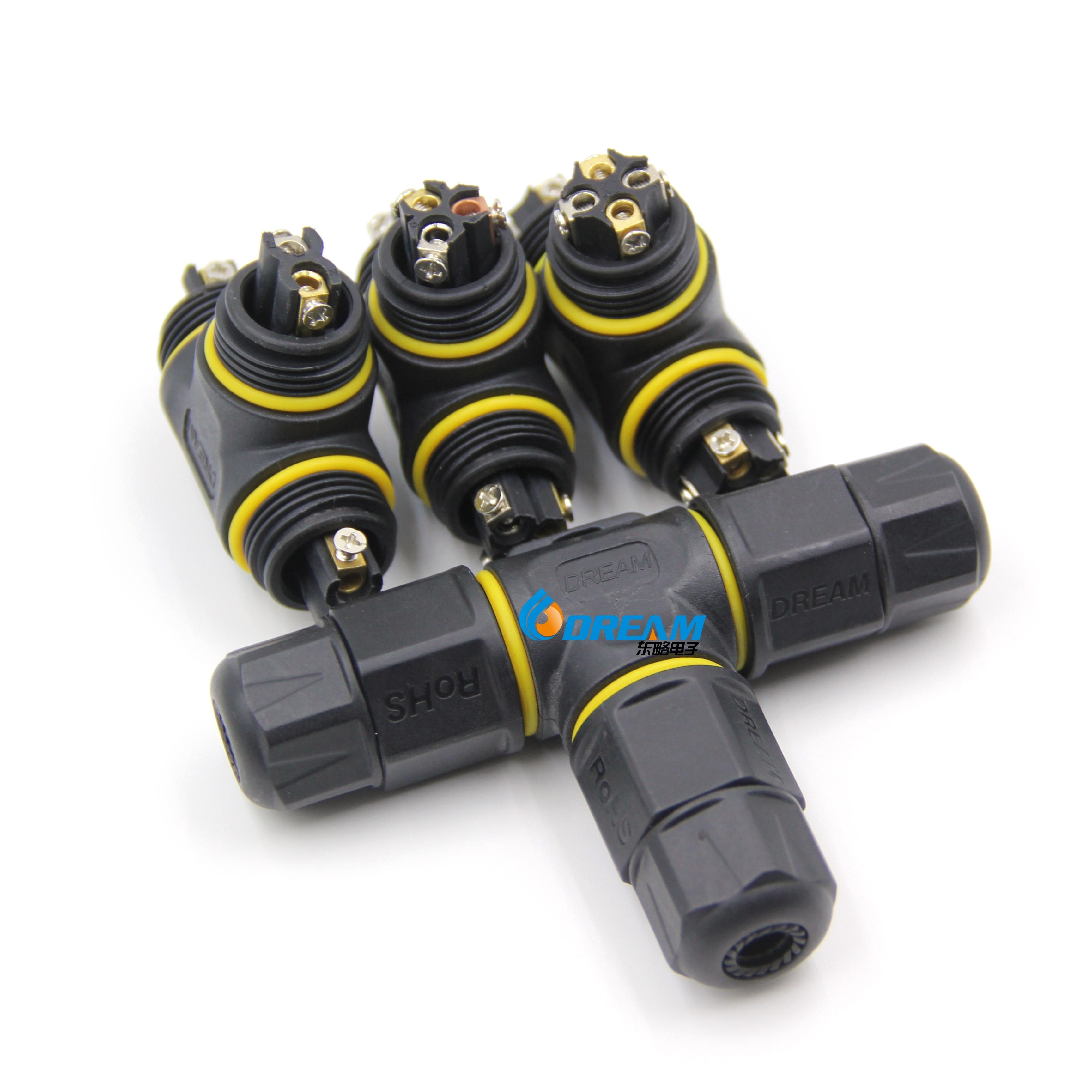 IP68 Waterproof wire connectors Deam-start 3 way male female power connector amphenol