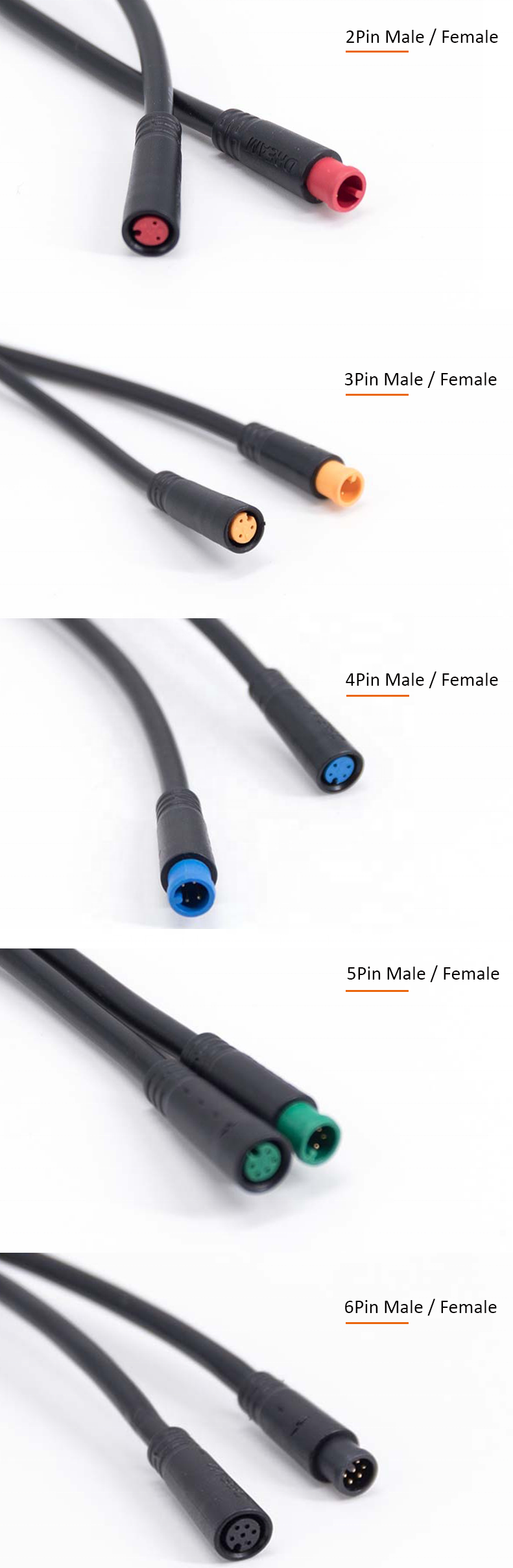 Waterproof Cable for Electric Bike M6 Connector Scooters M6 M7 M8 Wire Connector 3 4 5 6 8 Pin M8 M12 Cable Electric Wire