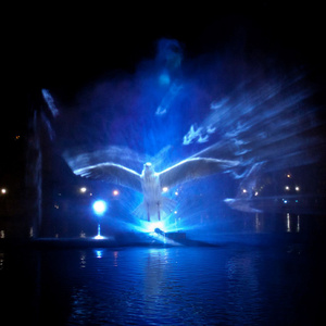 Custom Outdoor Large Floating 3D Multicolored Water Screen Laser Movie Fountain For Projector