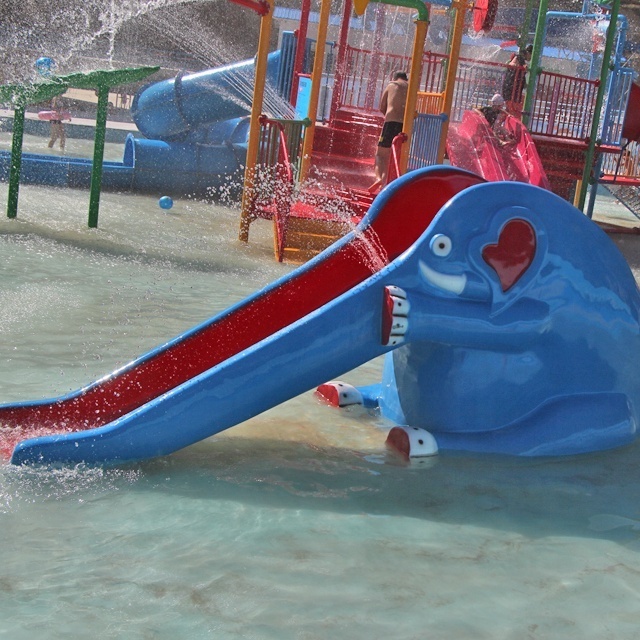 Kids Cartoon Features Fiberglass Small Water Slide for Water Play Pool