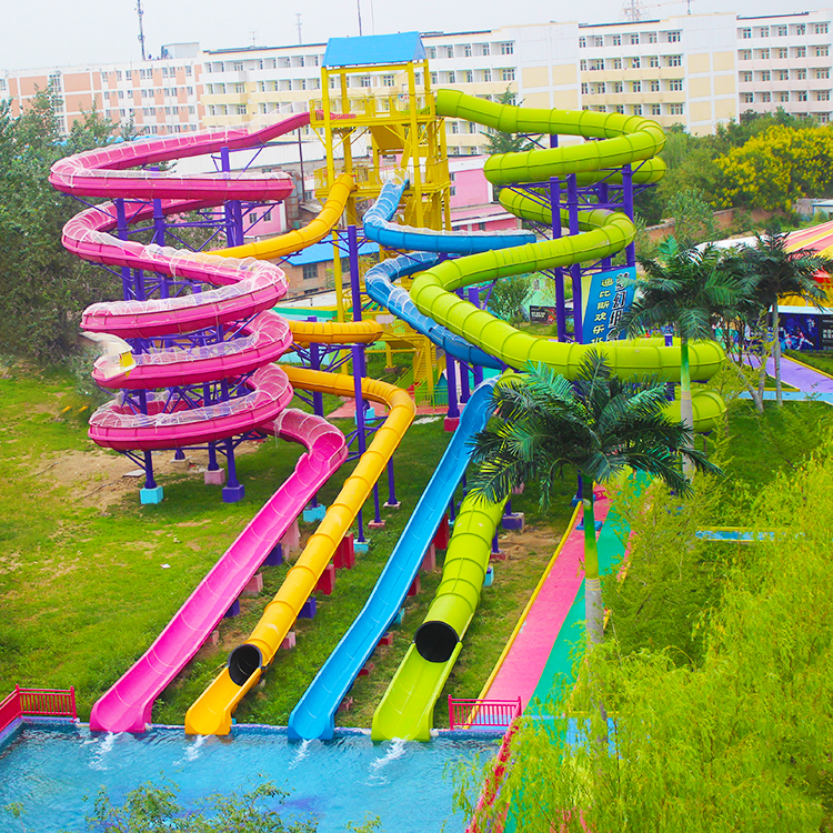 City fiberglass equipment water park spirals water slide for sale