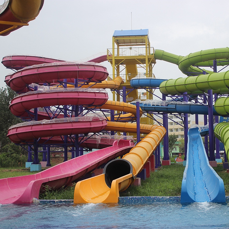 City fiberglass equipment water park spirals water slide for sale