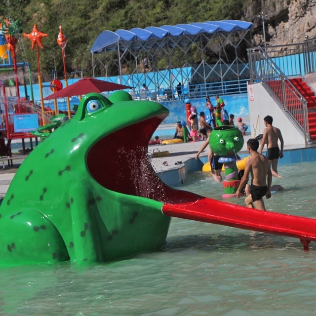 Kids Cartoon Features Fiberglass Small Water Slide for Water Play Pool