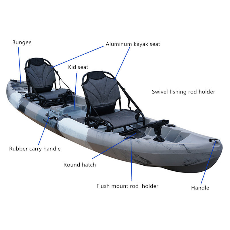 China Cool Modular Aguas Kayaktrailer 3 Person 2 Piece Boat Fish White Water Fishing Sea Pedal Canoe Kayak sale