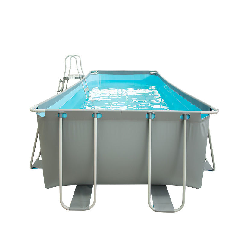 Custom PVC Rectangular Frame Pool Set summer waves metal frame pool above ground swimming pool metal frame with safty  ladder