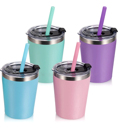 2023 Hot Selling Products Toddler 8OZ Double Wall Stainless Steel Vacuum Insulated Tumbler  Milk Cups For Kids With Straw