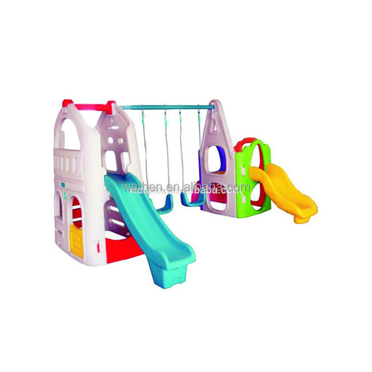 Popular Plastic Toys Indoor Slide with Swing Seats Play Set High Quality LLDPE Plastic Playground Equipment