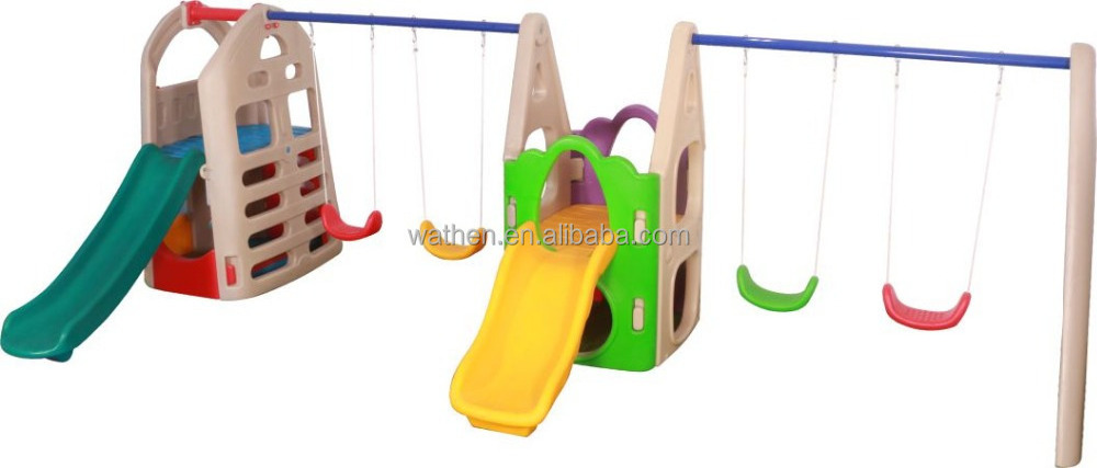 Popular Plastic Toys Indoor Slide with Swing Seats Play Set High Quality LLDPE Plastic Playground Equipment