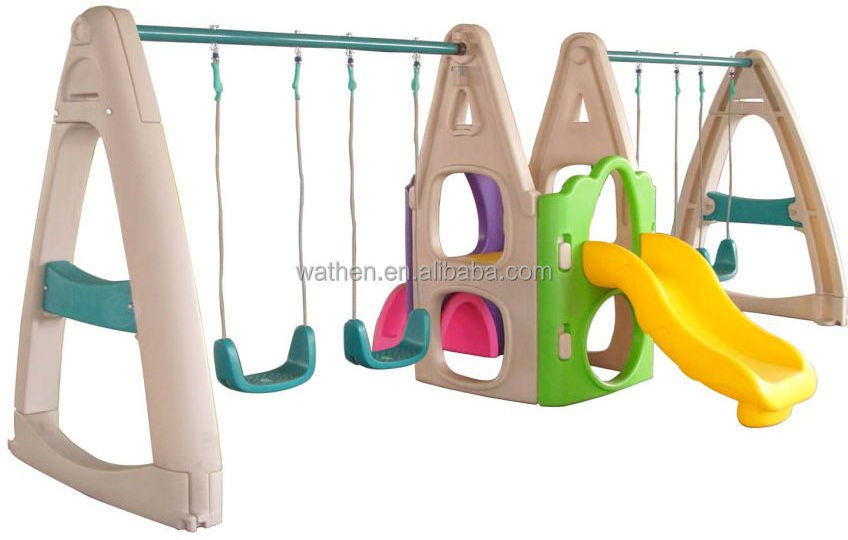 Popular Plastic Toys Indoor Slide with Swing Seats Play Set High Quality LLDPE Plastic Playground Equipment