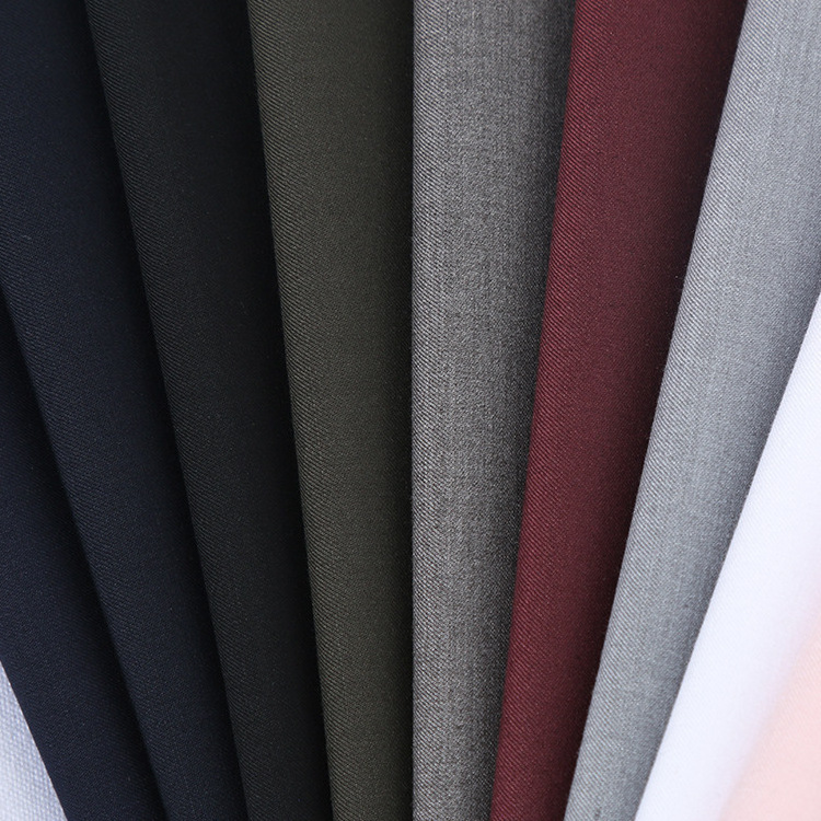 Wholesale price twill thickened uniform fabric windbreaker trousers tr suiting fabric polyester gabardine fabric for men suit