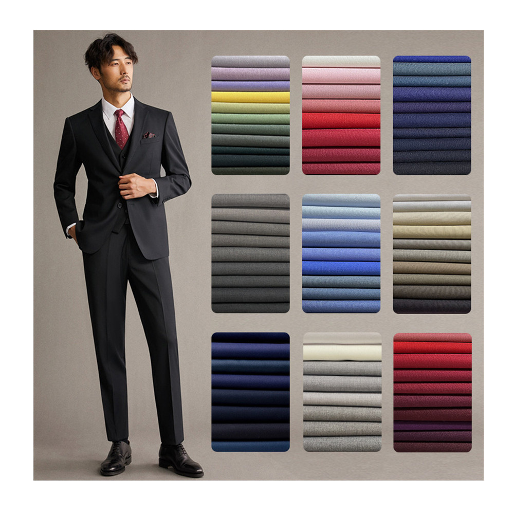 Wholesale price twill thickened uniform fabric windbreaker trousers tr suiting fabric polyester gabardine fabric for men suit