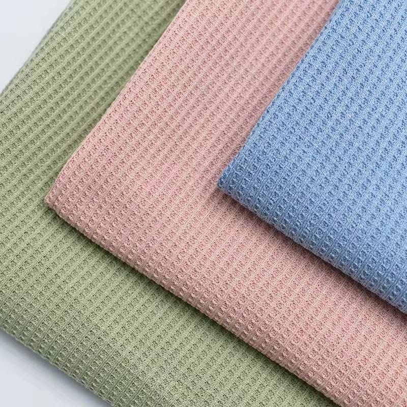 230gsm garment textile solid dyed woven cloth material weave 100% organic cotton waffle fabric for baby blanket