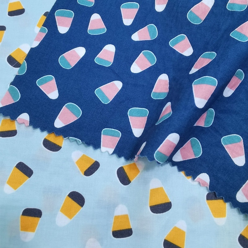 Wholesale Custom Ice Cream Swimsuit Fabric Cartoon Printed Rayon Cotton Lightweight Soft Fabric for Shirt