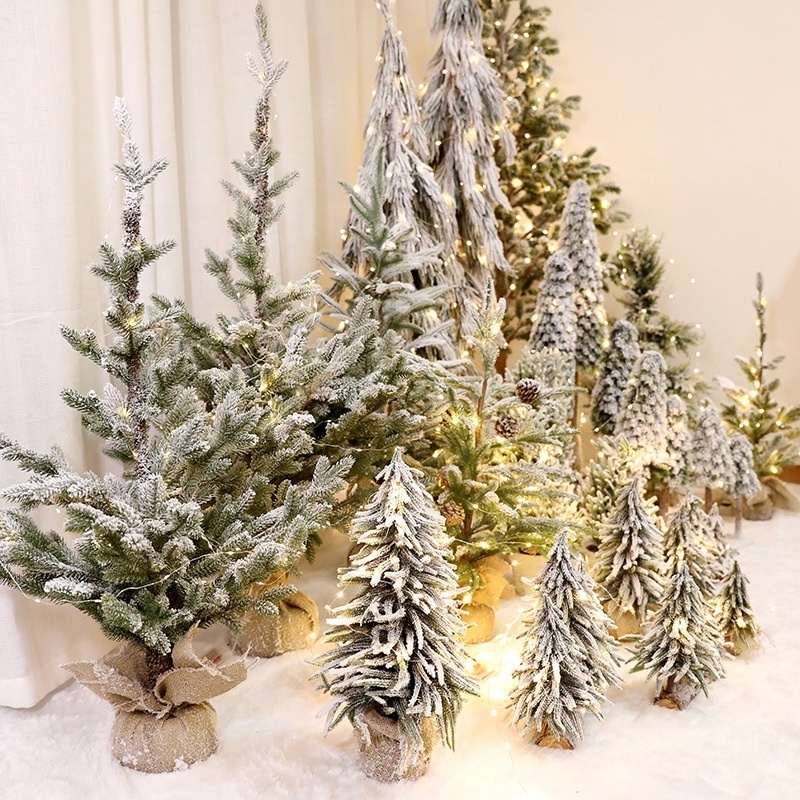 Mini Christmas Tree Ornament PE New Year Artificial Cambric Cedar Christmas Tree Restaurant Bar Interior Decoration Xmas Tree