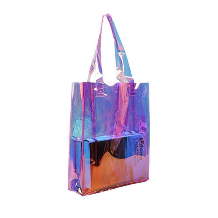 Tote PVC Beach Bag Shiny Luxury Reusable Shopping Neon Bag Custom Jelly Tote Bag