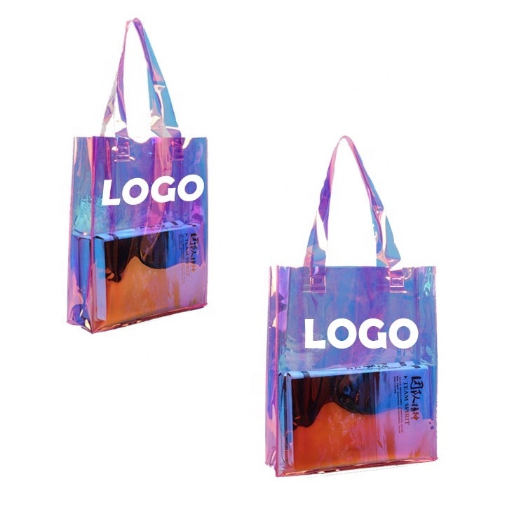 Tote PVC Beach Bag Shiny Luxury Reusable Shopping Neon Bag Custom Jelly Tote Bag