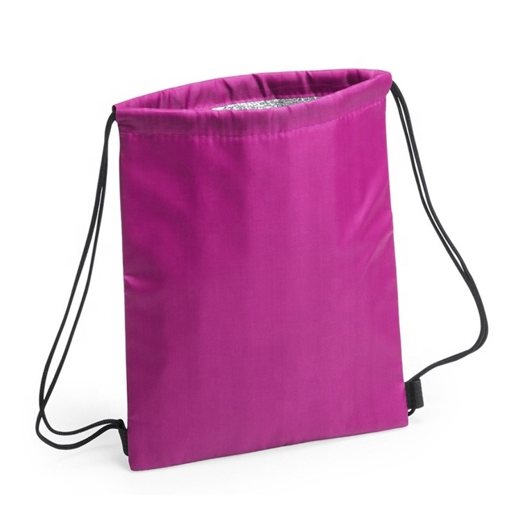 Polyester Disposable Sports Ice Cool Carry Cooler Bag Insulated Drawstring Lunch Ice Bag Backpack