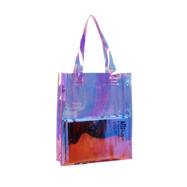 Tote PVC Beach Bag Shiny Luxury Reusable Shopping Neon Bag Custom Jelly Tote Bag