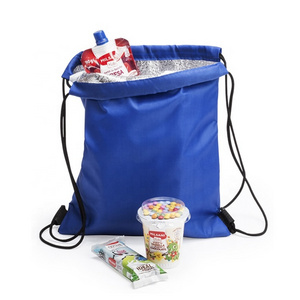 Polyester Disposable Sports Ice Cool Carry Cooler Bag Insulated Drawstring Lunch Ice Bag Backpack