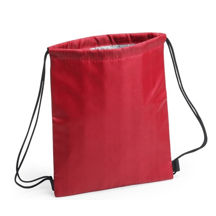 Polyester Disposable Sports Ice Cool Carry Cooler Bag Insulated Drawstring Lunch Ice Bag Backpack