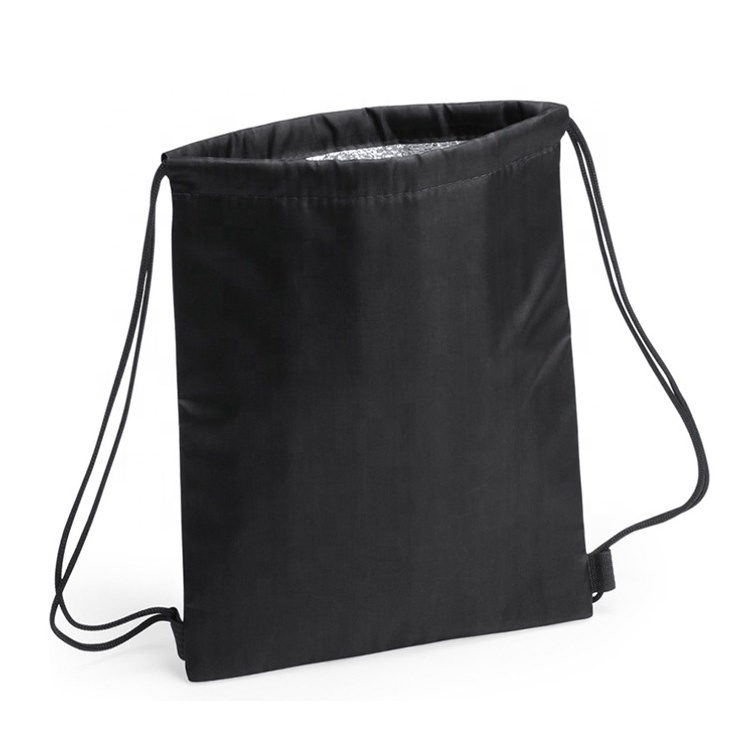 Polyester Disposable Sports Ice Cool Carry Cooler Bag Insulated Drawstring Lunch Ice Bag Backpack