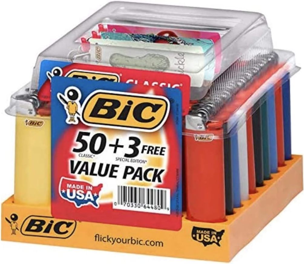 Bic Classic Maxi Lighters - Tray of 50 - Plus 3 Free Special Lighters