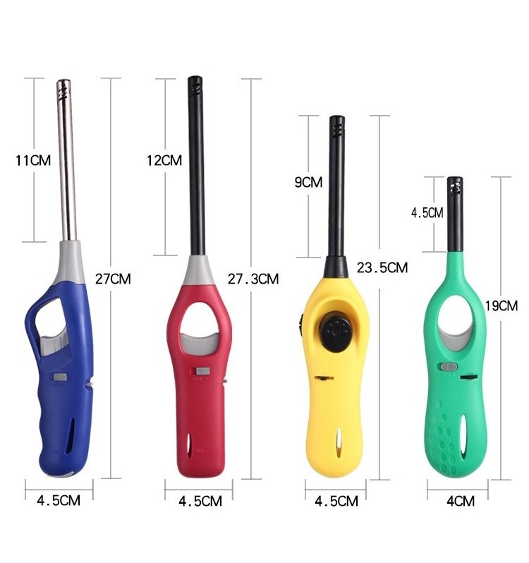 Long Plastic Gas Electronic Lighters Long Wand Wholesale Refillable BBQ Candle Lighters