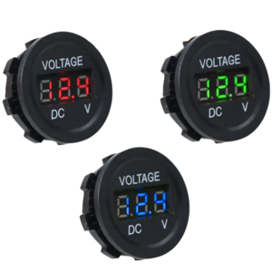 Round Digital Voltmeter DC 12V 24V LED Low Voltage 2 Pin Pickup Truck RV Car Volt Meter Battery Tester Voltmeter