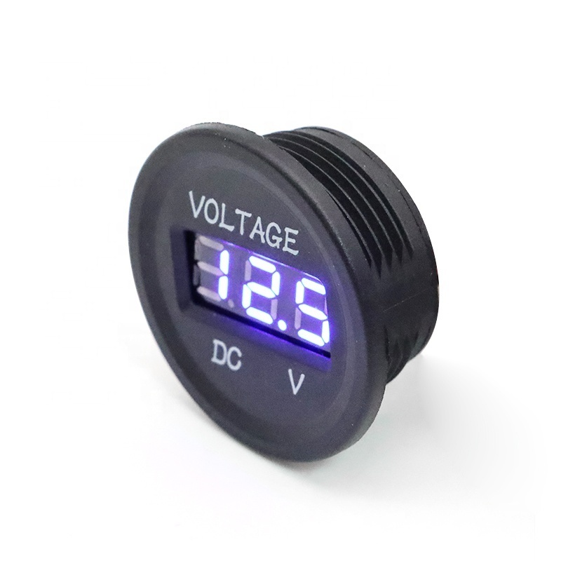 Round Digital Voltmeter DC 12V 24V LED Low Voltage 2 Pin Pickup Truck RV Car Volt Meter Battery Tester Voltmeter