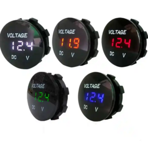 DC Volt Amp Meter 12V 24V Waterproof Boat Marine Motorcycle UTV Car Low Voltage Round Voltmeter LED Digital Display