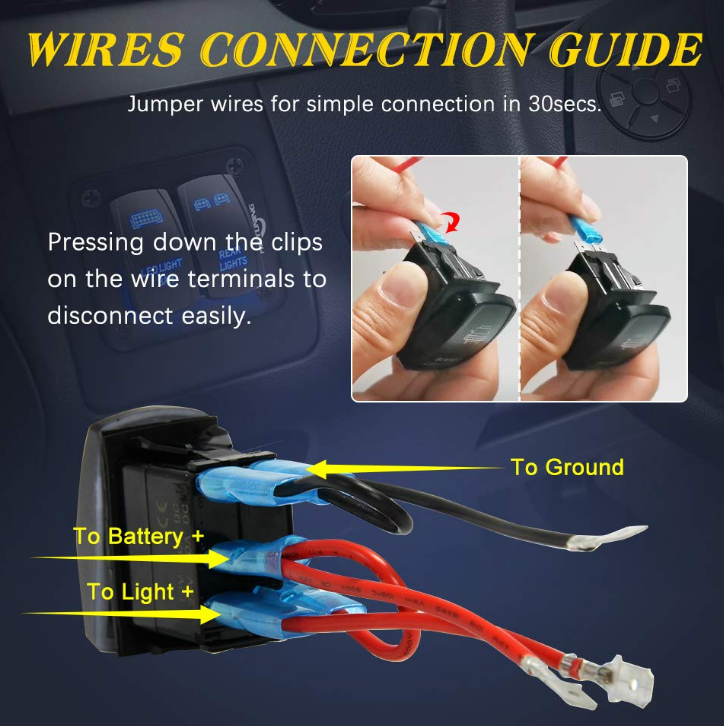 Automotive Rocker Switch 3 4 5 6 7 8 9 10 Pin 12V/24V LED Light Jumper Wires Custom On Off Switch for Car Boat Truck RV