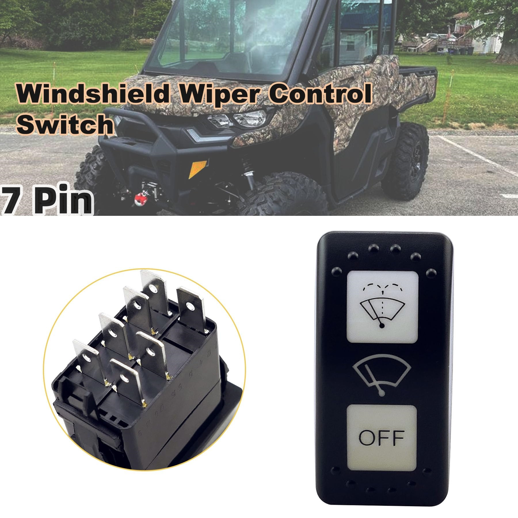 Carling Style Marine Boat Electrical Rocker Switch LED 12V 24V 7 Pin ON-ON-OFF Can-AM Windshield Wiper Control Rocker Switch