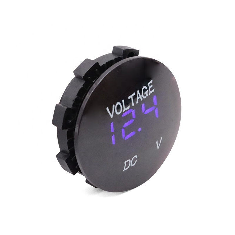 DC Volt Amp Meter 12V 24V Waterproof Boat Marine Motorcycle UTV Car Low Voltage Round Voltmeter LED Digital Display