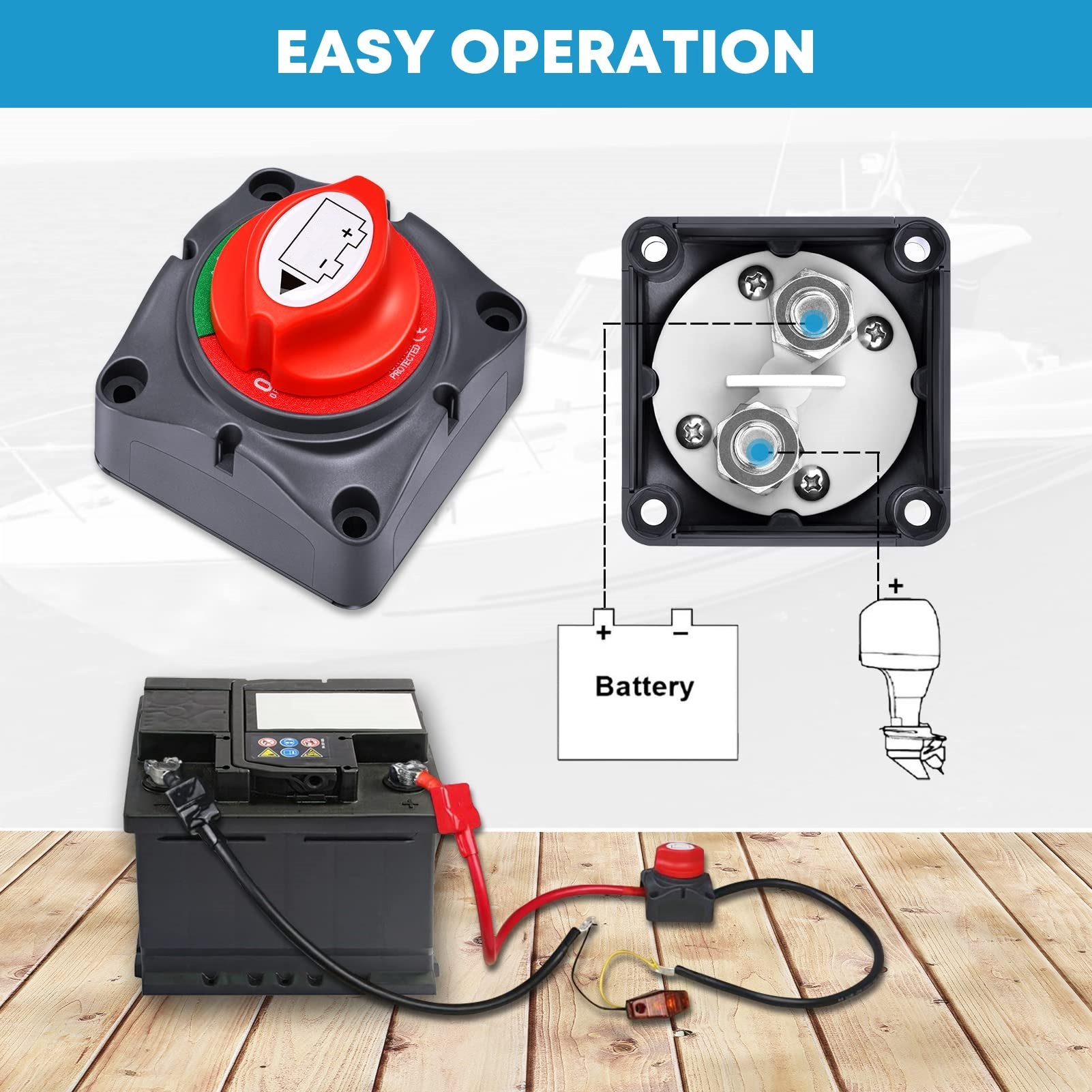 Car Battery Kill Switch 12V Master Power Rotary Disconnect Switch Automotive Waterproof Isolator Cut Off Switch for RV Marine