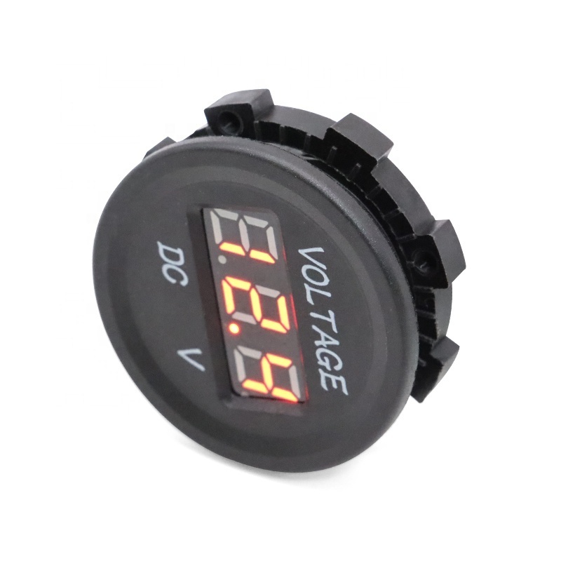 Mini Digital Voltmeter DC 12V 24V Round Low Voltage for Boat Marine Car LED Amp Volt Meter Panel Mount Voltmeter