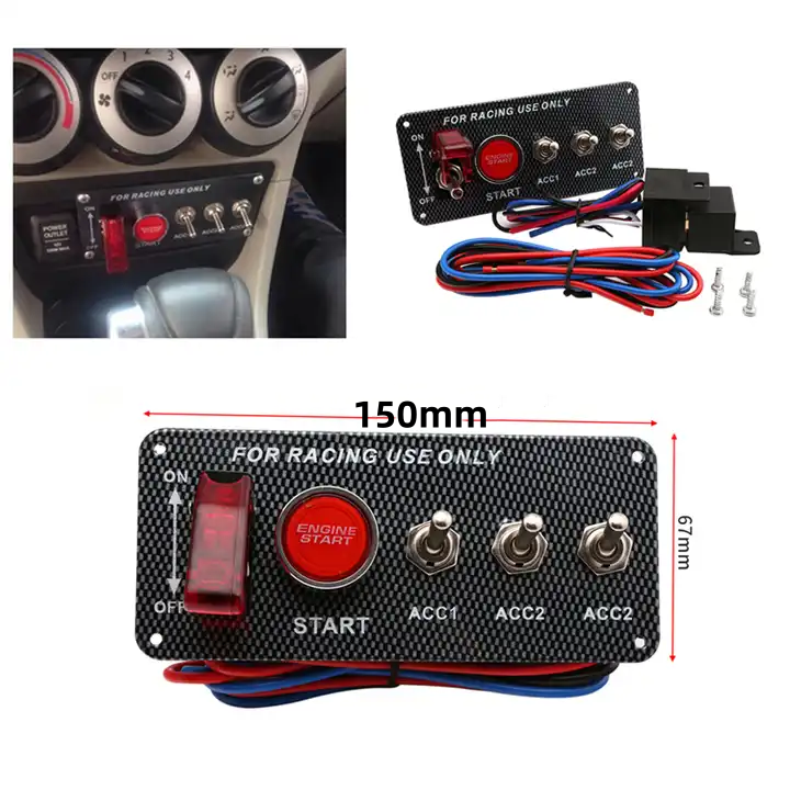 5 in 1 Off Road Light Switch Panel 12V LED Toggle Switch Engine Push Button Ignition Switch for RV Truck Racing Car