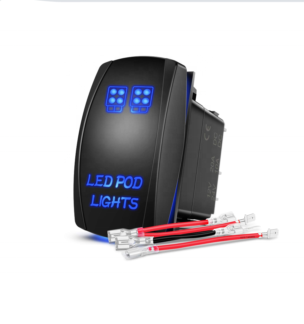 LED POD Lights Rocker Switch 5 PIN 12V Toggle Switch On/Off Jumper Wires SPST 30amp Rocker Switch for Car Truck RV Boat