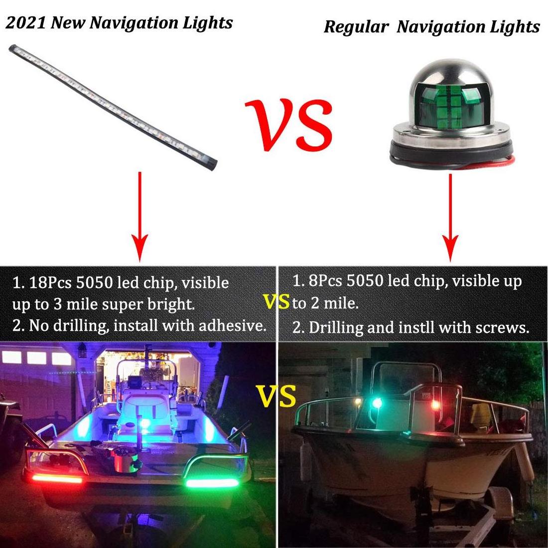 Boat Accessories Navigation Lights LED Strip IP67 Waterproof Car Dinghy Kayak Yacht Pontoon Jon Boat Bow Deck Fishing Light Bar