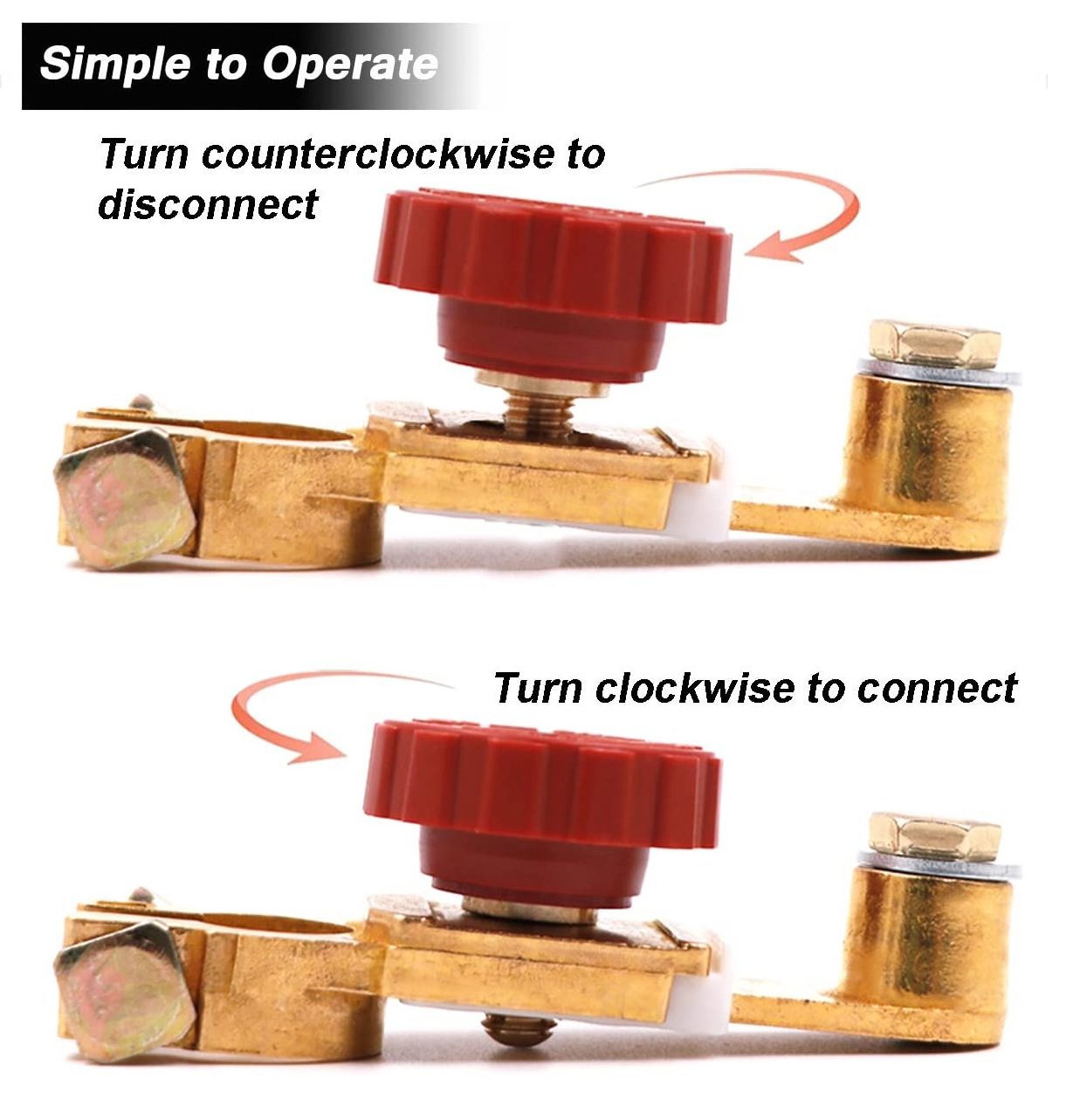 Top Post Battery Master Disconnect Switch 12V/125A Car Quick Disconnect Battery Cut Off Switch for Truck Marine RV