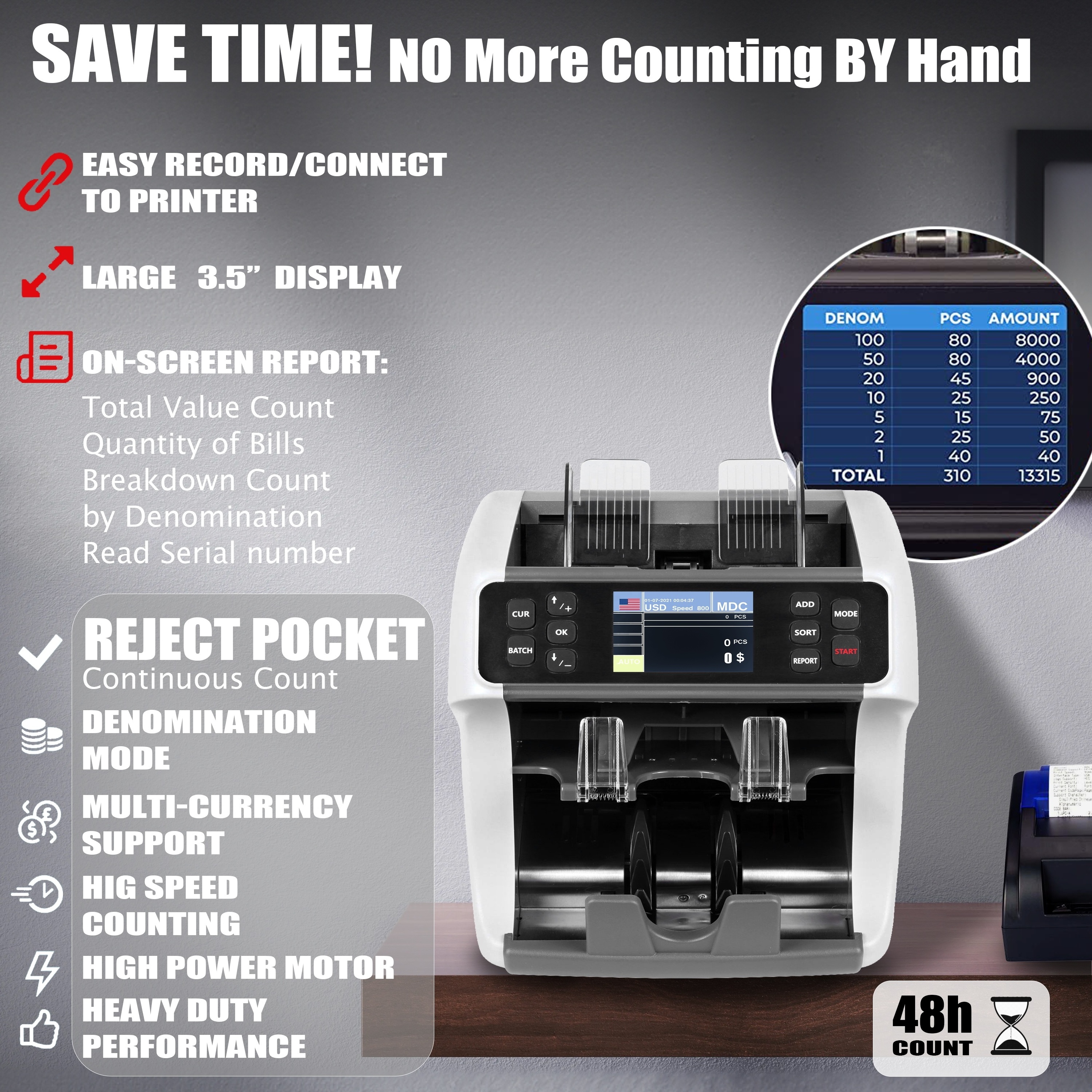 XOF,XAF,USD, CAD,COP,MXN,BRL TWO pocket CIS value cash currency counter money paper counting machine