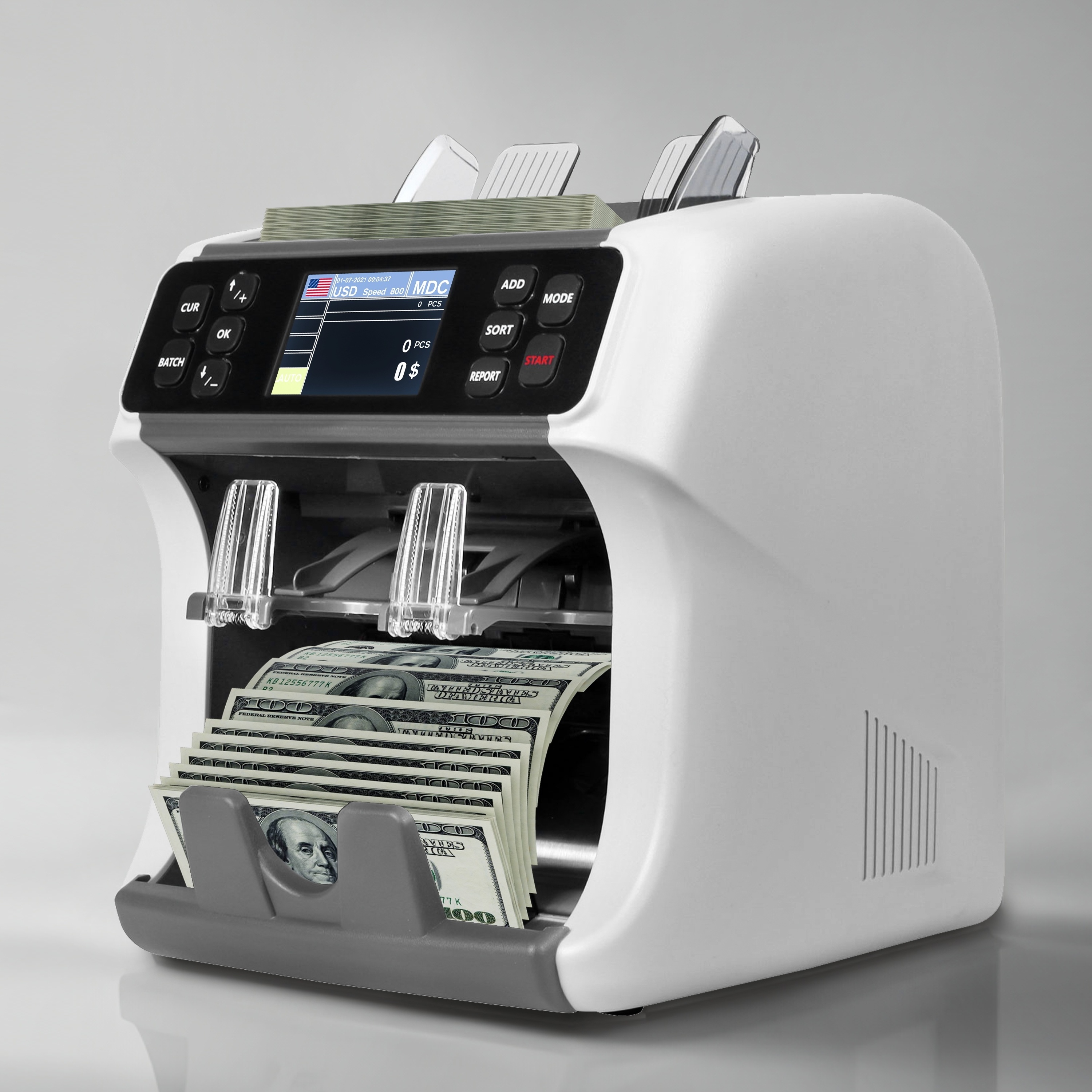 XOF,XAF,USD, CAD,COP,MXN,BRL TWO pocket CIS value cash currency counter money paper counting machine