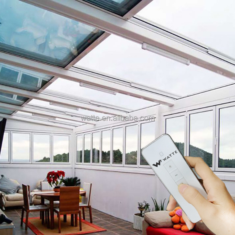 Aluminum Sun Room Canopy Awning Electric Motorized Retractable Sliding Laminated Glass Roof Overlap Skylight