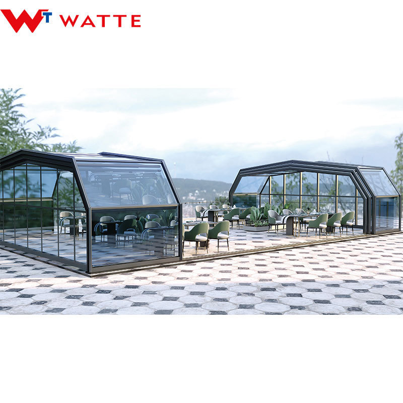 Customized Prefabricated 4 Season Winter Gardens Free Standing Aluminium Retractable Sunroom