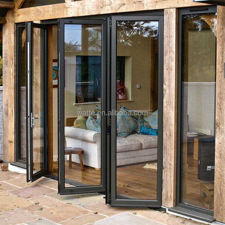 Hot Sale Interior Stained Double Tempered Glass Door Home Classic Design Mobile Exterior Used Bi Fold Slide Patio Glass Doors