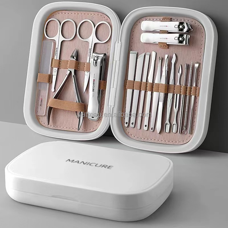 High Quality 18 IN 1 Professional Stainless Steel Nail Clipper Travel Grooming Kit Manicure  & Pedicure Set Personal Care Tools