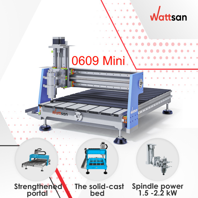 Wattsan 0609 Mini 1.5KW 2.2KW Wood CNC Router Machines mini cnc desktop milling machine