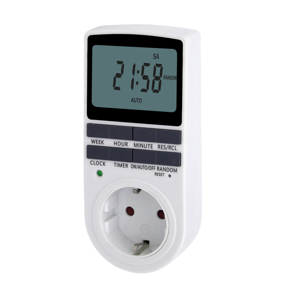 Big LCD EU Digital Electrical Weekly Daily Plug-in Countdown Timer Switch Socket