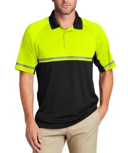 Hi Vis Reflective Safety Work Polo Shirts Men Workwear Fluorescent Yellow Reflective Tape Riding Traffic Custom Polo t Shirt