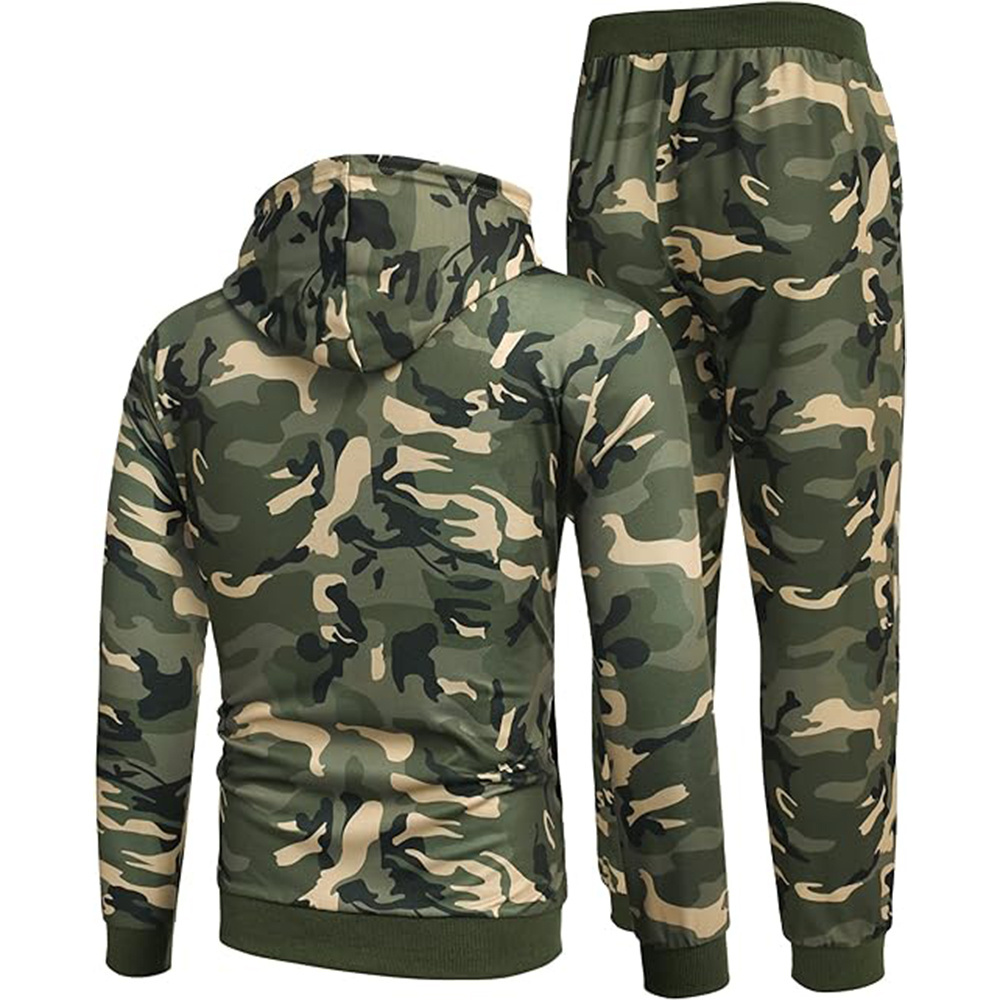 Wholesale Camo New Arrival Men's Tracksuit 2 Piece Hooded Athletic Custom Sweatsuits Street Wear Casual Slim Fit Tracksuits